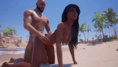 【3D】部落女王和酋长在无人的沙滩上激情SEX