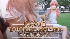 【樱花小猫】在人来人往的公园里公开漏出下体，回家后脱下裤子开干