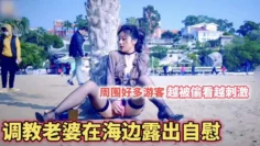 【调教露出】把老婆调教成母狗_在海边全都是游客_露出自慰_越被偷看她越觉得刺激