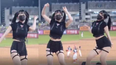 棒球比较 妹子在观众位热舞为自己的队伍加油